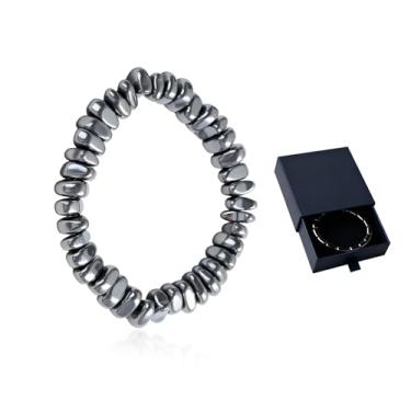 Imagem de Your Always Charm Pulseira de hematita masculina Hemios Hemys com contas para homens, joias de energia de cura, Large, Sem Pedra Preciosa
