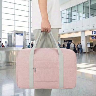 Imagem de Bolsa de viagem leve e dobrável – Mala de mão compacta para viagens noturnas, bolsa unissex para fim de semana (rosa)