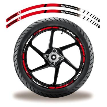 Imagem de Friso De Roda Adesivo Refletivo Bmw S1000R Vermelho E Preto Vermelho