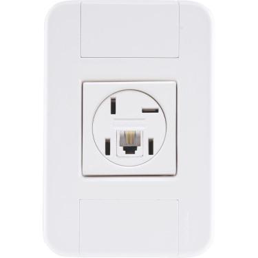 Imagem de Conjunto 4x2 Com 1 Tomada Telefone 4p E Rj11 Tramontina Tablet Branco Tramontina