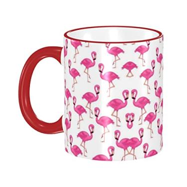 Imagem de Xícara de café expresso de cerâmica flamingo rosa, caneca de cerâmica revestida DIY, para café, sopa, chá, leite, latte, cacau quente, colorido divertido 340 g.