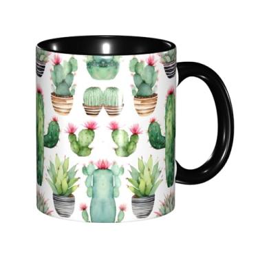 Imagem de Flamingo Plantas Suculentas Impressão Criativa Canecas de Café, Personalizadas, Presente para Família, Tamanho 325 ml, Unissex