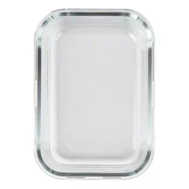 Imagem de Pote Hermético de Vidro Borossilicato com Tampa de Silicone Preto, 1040ml, Transparente, 19x14x6.5cm, para Marmita e Armazenamento