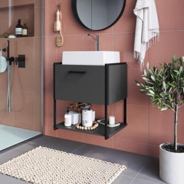 Imagem de Gabinete Suspenso com Cuba para Banheiro 50cm P1009 Grafite