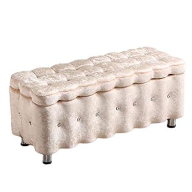 Imagem de FAMEOYA Caixa otomana de armazenamento retangular banquinho otomano com tampa articulada, simplicidade nórdica, sala de estar, sofá, banco, quarto, cama, banco, sala de estar, trocador de sapatos (cor