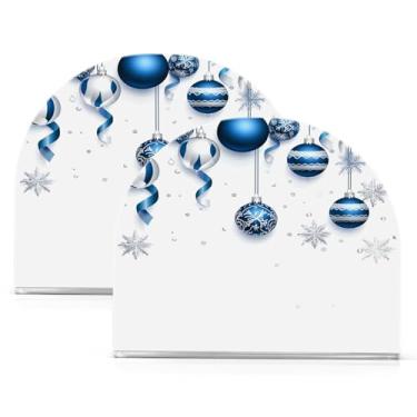 Imagem de Wassud Porta-guardanapos de acrílico para enfeites azuis de Natal, dispensador de guardanapo de papel moderno em forma de U para mesa, cozinha, sala de jantar, bancada 2 peças (comporta 50-60