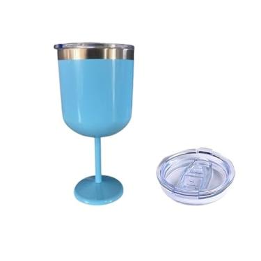 Imagem de Taça Copo Térmico De Aço Inoxidável 2 Em 1 600ML /Vinho Removível/Para Bebidas E Drinks Gin Vinho(Azul-celeste claro)