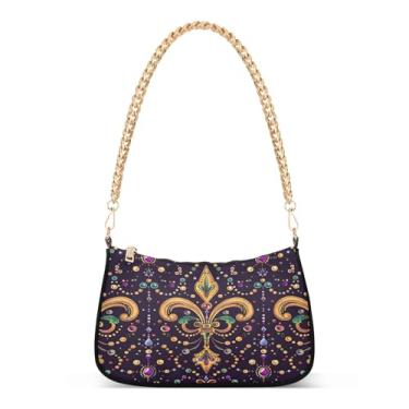 Imagem de CEBUGI Bolsas transversais para mulheres, bolsa de ombro com elementos de carnaval, bolsa de mão elegante com alça de corrente