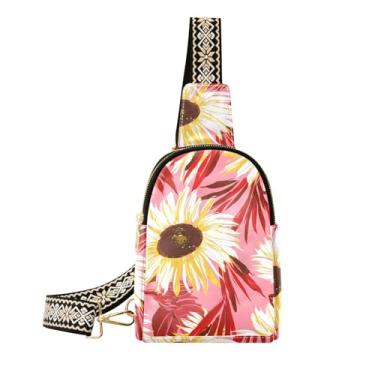 Imagem de CEBUGI Sunflowers pequena bolsa tiracolo feminina de couro, pochete transversal para trilhas, viagens ao ar livre