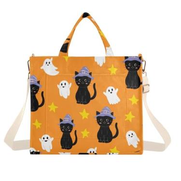 Imagem de Burbuja Linda sacola feminina preta de veludo cotelê, bolsa tiracolo para compras, trabalho, viagens, Gatos pretos fofos, Medium