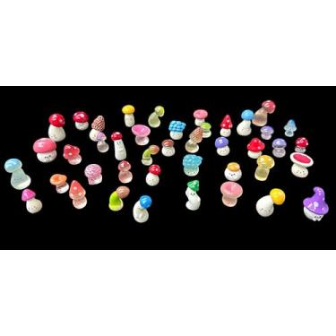 Imagem de Mini enfeites de cogumelo de resina, conjunto em miniatura, enfeites minúsculos para fazer garrafas faça você mesmo, artesanato de aquário de peixes, decorações de paisagem de jardim, 42 peças