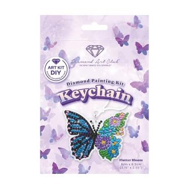 Imagem de DIAMOND ART CLUB Chaveiro – Kit de adesivos de pintura de diamante Flutter Bloom, adesivos de arte de diamante para iniciantes, artesanato divertido DIY para adultos, 8 cm x 6,5 cm