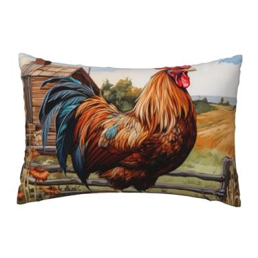 Imagem de Capa de travesseiro de galo em madeira em fazendas para sala de estar primavera casa de fazenda capa de travesseiro para decoração de férias em casa