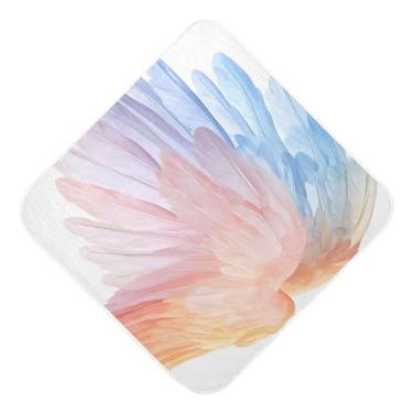 Imagem de Burbuja Toalha de banho de bebê pastel Angel Wings - Toalha com capuz de musselina macia e absorvente para recém-nascidos, 89 x 89 cm