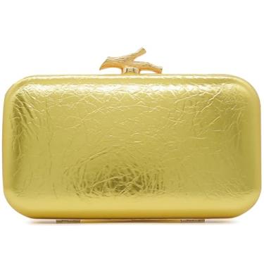 Imagem de ATQCOL Bolsa clutch feminina formal elegante para festa de casamento com alça de corrente, Dourado, One Size