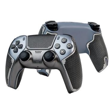 Imagem de Controller Grips for PS5 DualSense, Skin kit,Anti-Skid, Multi-Texture, Sweat Absorption, Pre-Cut Grips Tape, by SHADOW BOOLT (Metallic Grey & Silver, Guardian Series 2.0 for DualSense)