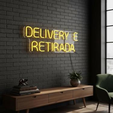 Imagem de Placa Neon Led Luminária Letreiro Delivery E Entrega 62cm A Escolher 127/220v (Amarelo)
