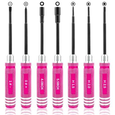 Imagem de GDOOL Conjunto de mini chaves de fenda sextavadas 7 em 1 (0,1 cm, 1,5, 2,0, 2,5 mm) e chave de caixa (4,0, 5,0, 5,5 mm), kit de ferramentas RC | Phillips | Compatível com TRX4M SCX24 1/24 1/18 1/16 RC