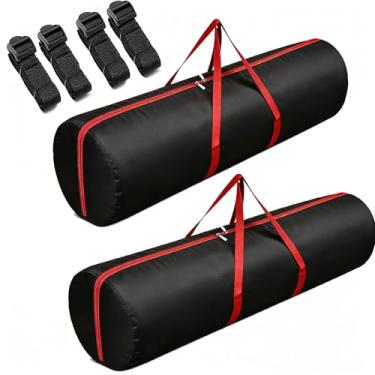 Imagem de Bolsa esportiva Oxford 600D com camada impermeável, zíper bidirecional, bolsa longa para cama dobrável, colchão, edredom, cadeira de acampamento, guarda-chuva de praia (2 tamanhos: 38 x 120 cm), Preto