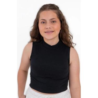 Imagem de Cropped Juvenil Feminino Regata Canelada - Nick.Tóia, Preto, 16
