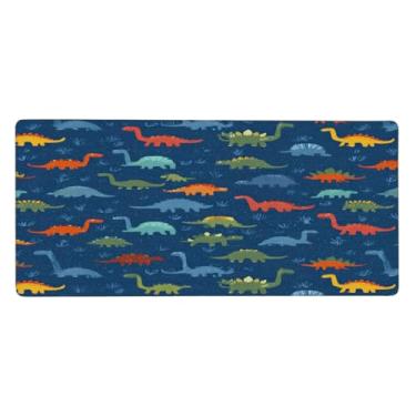 Imagem de Tapete de rato de dinossauros coloridos grandes e coloridos à prova d'água para computador tapete protetor de mesa com base de borracha antiderrapante para escritório, computador, teclado, laptop e