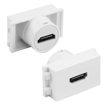 Imagem de QIANRENON 23 x 36 mm HDMI módulo soquete placa de parede conector de exibição HD HDMI 2.0 fêmea para fêmea conector HDTV adaptador 2.3 x 3.6 cm, 4K @60Hz, para soquete de piso de painel 86/128, branco