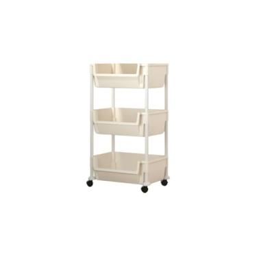 Imagem de Carrinho Organizador Multiuso 3 Prateleiras, Branco, Metal e Plástico, 85x34,5x57cm, Vertical, para Cozinha, Lavanderia, Escritório