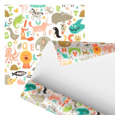 Imagem de Papel de Parede Infantil com Animais, Decorativo, 2,80 Design Colorido com Zebra, Dinossauro, Leão e Outros Animais