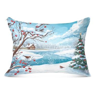 Imagem de Lindas capas de travesseiro de paisagem de inverno super macias Queen fronha 50 x 76 centímetros para travesseiro corporal