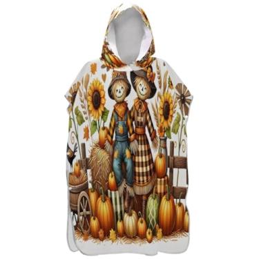 Imagem de Joisal Roupão de mudança de poncho de surfe de fazenda de outono para adultos plus size unissex poncho adulto com capuz estampa de toalha de praia com capuz