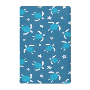 Imagem de Jogo de lençol com elástico com arte de tartarugas estilizado, ultramacio, para meninos, 99 x 68 cm