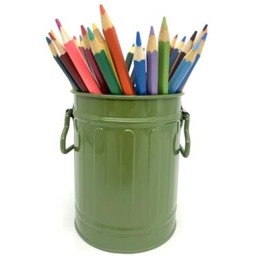 Imagem de JTCJozz Suporte de caneta de mesa, suporte de lápis de metal para mesa, organizador de mesa com alça, porta-pincéis de maquiagem, copo de lápis, organizador de armazenamento de mesa para escritório