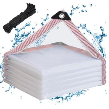 Imagem de Lona transparente à prova d'água com ilhós, lonas de plástico de vinil transparente resistente para uso ao ar livre, lonas de PVC transparentes cobertura para pátio galinheiro varanda dossel planta