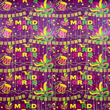 Imagem de Cortina de franja de alumínio para decoração de carnaval, pacote com 2 unidades, pano de fundo roxo dourado verde, enfeite de baile de máscaras de Nova Orleans, adereços para cabine de fotos