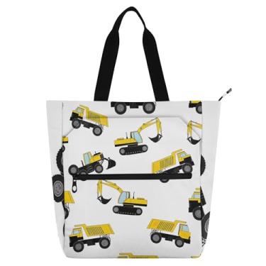 Imagem de GAIGEO Sacola infantil para veículos de construção variada com zíper, bolsa de trabalho escolar para meninos e meninas