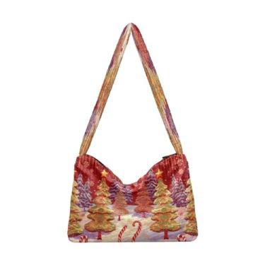 Imagem de Bolsa de ombro feminina Solar System with All its Planets, bolsa de ombro com zíper, bolsa de ombro feminina, Bengala doce de Natal e floco de neve - 1, One Size