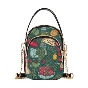 Imagem de GAIGEO Crossbody feminino de crisântemo branco e marrom, bolsa pequena com alça de ombro, bolsas transversais confortáveis, Pizza com queijo e cogumelos - 1, One Size