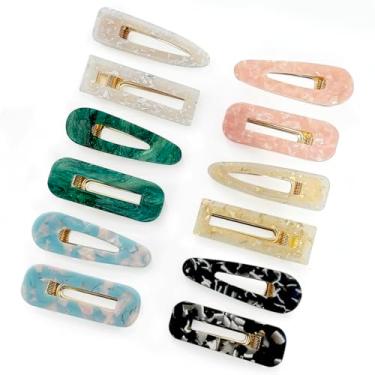 Imagem de Parcce Conjunto de presilhas de cabelo de mármore de resina acrílica com 12 peças, pérolas decorativas, acessório para a cabeça, grampos decorativos e fofos, acessórios de cabelo para mulheres e