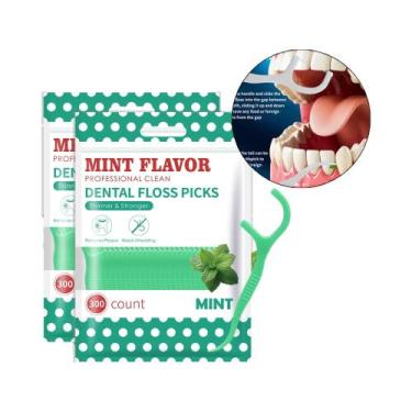 Imagem de Palitos De Fio Dental Com Sabor De Menta Para Saúde Bucal Diária E Lim