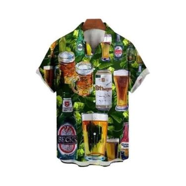 Imagem de Camisa Masculina De Verão Com Estampa 3D Para Festival De Cerveja, Est