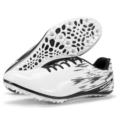 Imagem de Ifrich Tênis de corrida masculino feminino Track Spikes Track & Fields Tênis de corrida infantil para meninos e meninas, Branco, 1.5