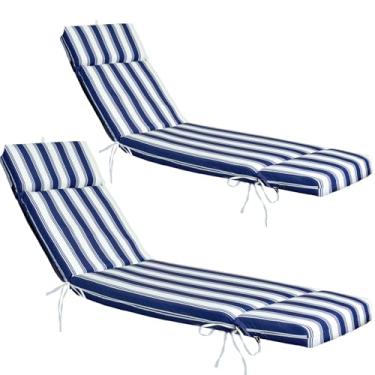 Imagem de Jadoxy Conjunto de 2 almofadas de espreguiçadeira resistentes à água e ao desbotamento, almofadas de substituição para espreguiçadeiras para pátio, piscina, varanda, terraço, gramado (70,5 x 22,3 x