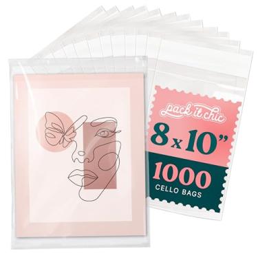 Imagem de Pack It Chic - Sacos de violoncelo resseláveis de polipropileno de 20 x 25 cm - Pacote com 1000 sacos transparentes para embalagens de fotos, impressões e presentes artísticos