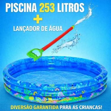 Imagem de Kit Piscina Inflável 253 Litros + Brinquedo Lançador de Água Piscina P