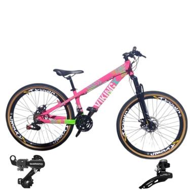 Imagem de Bicicleta 26 VikingX T25 21v Cambios Shimanos  Pneu Aro 26 Balão Faixa Amarela-Unissex
