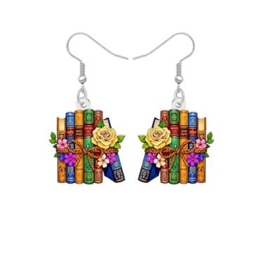 Imagem de Brincos de acrílico vintage para amantes de livros, brincos pendurados para mulheres, gratidão de professores engraçados, joias exclusivas, presentes de livros para quem gosta de livros e estudantes