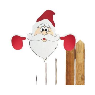 Imagem de Decoração De Natal Com Papai Noel Olhando Para Fora, Enfeite De Jardim