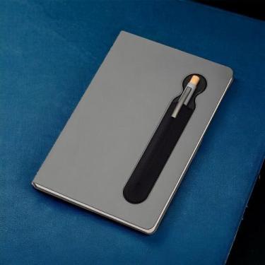 Imagem de Caderno Capa Dura com Suporte de Caneta 80 Folhas Cinza - GlobalUp 365