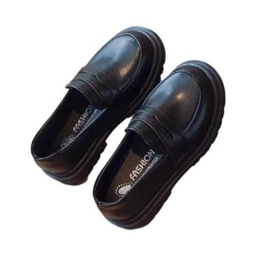 Imagem de Sapatos Mocassim Retro De Couro Preto Para Meninos E Meninas, Calçados