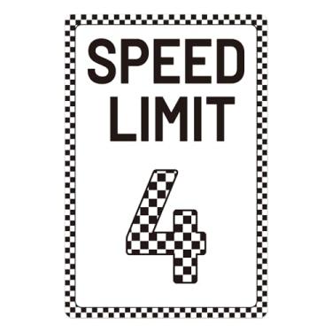 Imagem de Placa de Limite de Velocidade 4, 30x20cm Placa Metal Vintage com Tema Carro Corrida Decoração para Festa Aniversário Meninos Aniversário Divertido